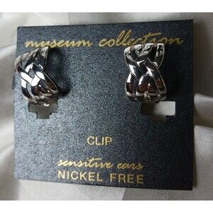 MUSEUM COLLECTION SILVER TONE  CLIP ON EARRINGS
